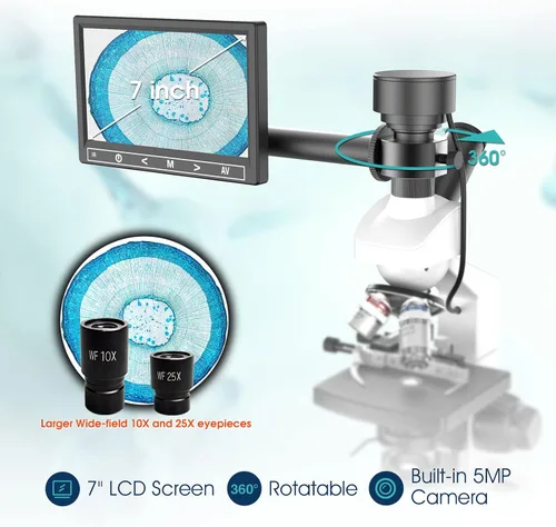 Miniatura 2 de Microscopios monoculares compuestos de laboratorio con temperatura constante, microscopio de doble visión para adultos estudiantes con aumento