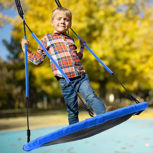 Miniatura 5 de Trekassy Columpio redondo para árbol de 700 libras de 40 pulgadas con asas para niños y adultos, Oxford 900D, impermeable, 2 correas para colgar