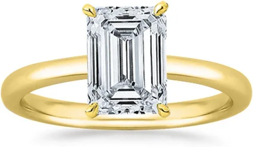Anillo de compromiso de diamantes con certificación IGI de talla esmeralda solitario cultivado en laboratorio de 1-5 quilates (1-5 quilates, color