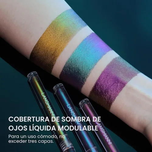 Miniatura 5 de Sombra de ojos de camaleón líquida metálica, aspecto de ojos multidimensional, maquillaje holográfico de larga duración con purpurina multicolor