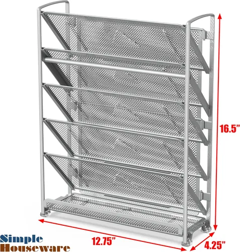 Miniatura 6 de Simple Houseware Organizador de 6 niveles para documentos con bandejas para cartas, para montaje en pared, color plateado Plata