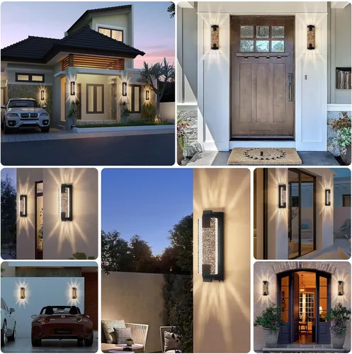 Miniatura 2 de camuucci Luz para exteriores del anochecer al amanecer, luces LED de porche de 15.7 pulgadas para exteriores, impermeable, moderno, soporte de pared