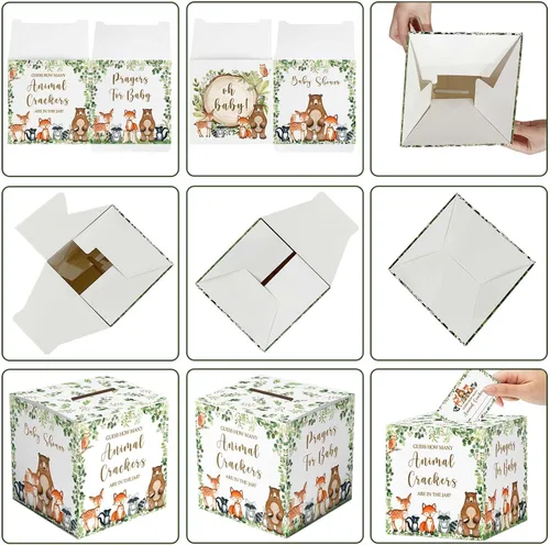 Miniatura 4 de Yuzioey Woodland Guess How Many Animal Crackers - Juego de adivinanzas, caja de juego de adivinanzas para baby shower de bosque y oraciones
