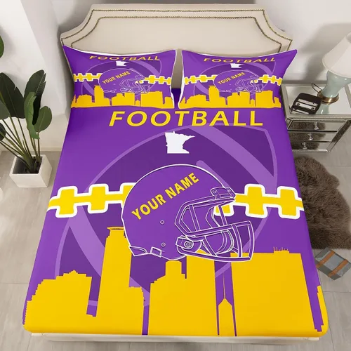 Miniatura 17 de Erosebridal Juego de sábanas bajeras personalizadas de fútbol americano para niños y niñas, juego de cama de jugadores de fútbol, juego de ropa