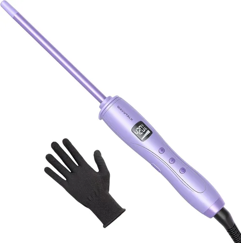Wavytalk Rizador pequeño de 3/8 pulgadas, varita rizadora para cabello corto y largo, rizador de cerámica de barril pequeño con temperatura
