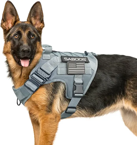 Miniatura 8 de Arnés militar para perro, sin tirones, con asa y Molle, de fácil control, arnés para perro, arnés de entrenamiento para caminar, ajustable, Verde