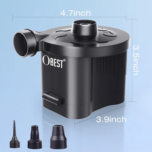 Miniatura 9 de OBEST Bomba de aire eléctrica alimentada por batería, inflador/deflator portátil para campamento al aire libre, colchón de aire, flotadores
