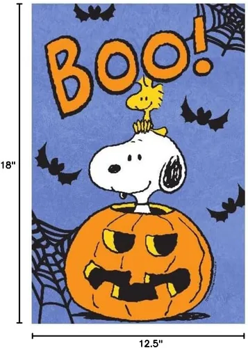 Miniatura 6 de Flagology, PEANUTS® Boo Snoopy and Woodstock - Bandera de jardín de 12 x 18 pulgadas, bandera para exteriores, tela exclusiva de primera calidad