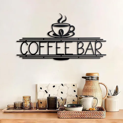 Miniatura 2 de Letrero de metal para barra de café, 14.96 x 8 pulgadas, letrero de café para pared, letrero de barra de café para estación de café, cocina