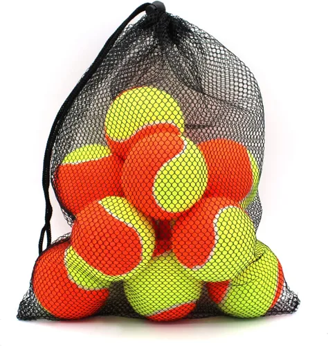 Magicorange Pelotas de tenis, paquete de 12 pelotas de tenis de baja compresión para principiantes, jóvenes, niños, entrenamiento con bolsa de malla