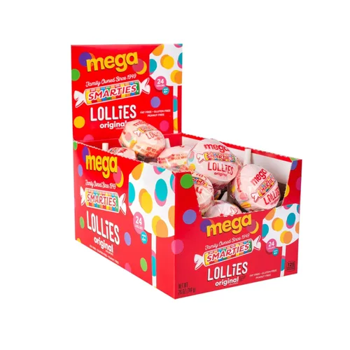 Smarties Double Lollies Mega - Paletas sin gluten, sin cacahuete, sin grasa, sabores frutales surtidos – perfectas para cumpleaños, fiestas, hechas
