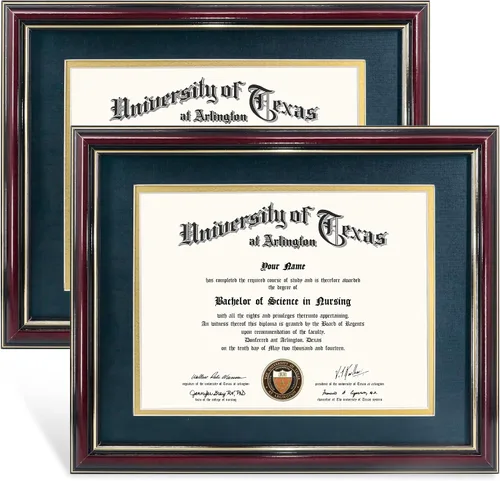 Miniatura 55 de GraduationMall Marco de diploma de certificado de 8.5 x 11, madera maciza y vidrio templado, acabado negro con ribete dorado
