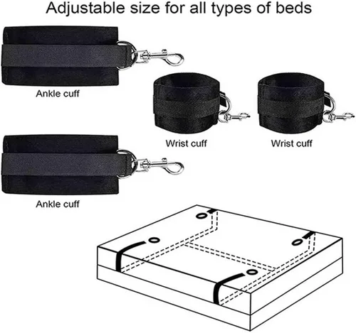 Miniatura 4 de Sujeción de cama para parejas, tamaño Queen, lazos sexuales para tobillos y muñecas, colchón King, cuerda y correas de cuerda, material sexual