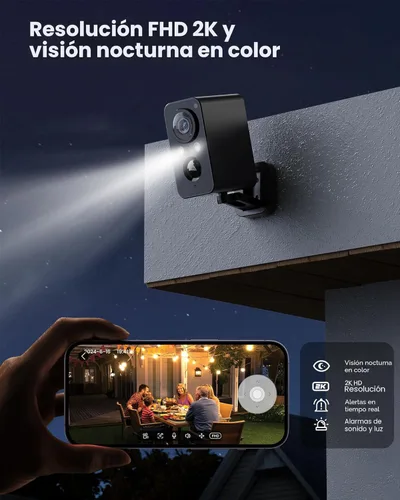 Miniatura 3 de Cámaras de seguridad BECAMSO inalámbricas para exteriores con batería: cámara horizontal de 180° para seguridad del hogar, batería, cámara