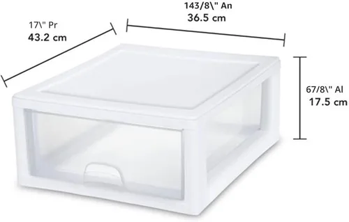 Miniatura 3 de Sterilite 23018006 16 cuartos de galón Cajón apilable, Plástico, Transparente, 6