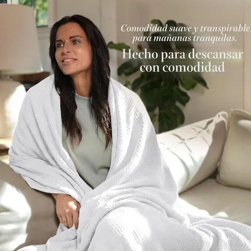 Miniatura 3 de Threadmill Manta de Algodón de Lujo para Cama Tamaño King Transpirable para Todas las Estaciones Oeko TEX Manta de Algodón 100% Tamaño King