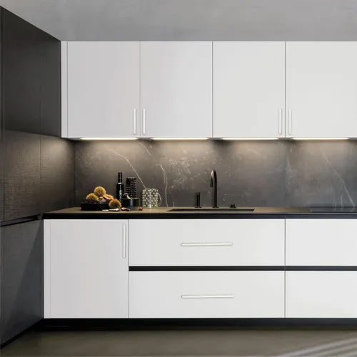 Miniatura 6 de Paquete de 10 tiradores de gabinete de cocina con agujero central de 7 pulgadas (7.008 in) níquel satinado cepillado moleteado para gabinetes