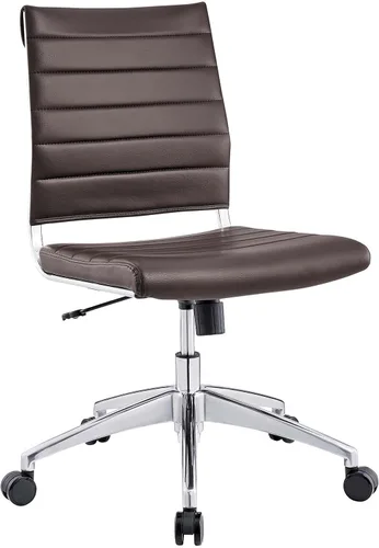 Miniatura 9 de LexMod Jive silla de oficina ejecutiva acanalada respaldo alto, Poliuretano, Bronceado Beige Bronceado