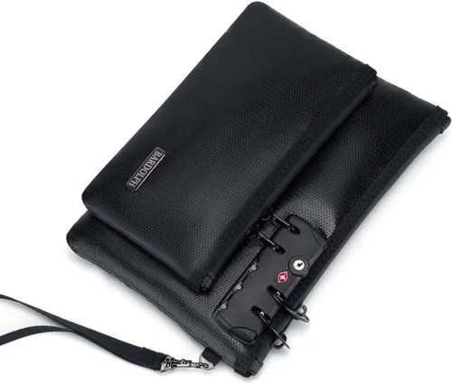Miniatura 7 de Bolsa de dinero ignífuga con cerradura, bolsa de efectivo de doble capa BankBag para efectivo, bolsa de almacenamiento valiosa, caja fuerte ignífuga