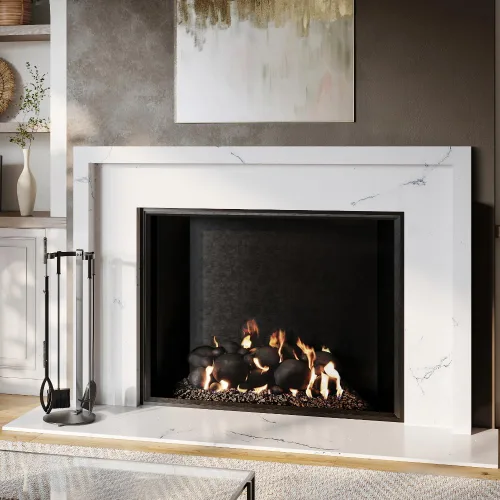 Miniatura 2 de Modern Ember Knoll - Juego de herramientas para chimenea en color negro, incluye cepillo, pala, póker de fuego, pinzas y soporte, construcción