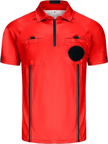 Miniatura 7 de CUTIEHON Camiseta de árbitro de fútbol, camiseta oficial de árbitro profesional de manga corta, con un soporte para insignia y bolsillos