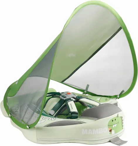 Miniatura 13 de GENTEACO Mambobaby Flotador de natación para bebé con toldo, flotador no inflable para piscina infantil con cola, de 3 a 24 meses, evita voltearse