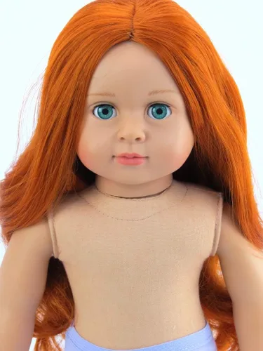 Miniatura 2 de Muñeca de vinilo posable de 18 pulgadas "Charlotte" de American Fashion World con cabello rojo y ojos azules Muñeca desnuda Calidad y diseño