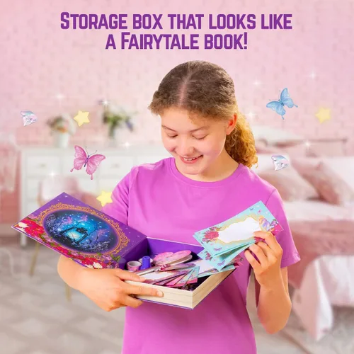 Miniatura 6 de GirlZone Princess Stationery Set - Juego de 45 piezas para escribir letras de cuento de hadas, papel multicolor con letras de hadas y sobres, sellos