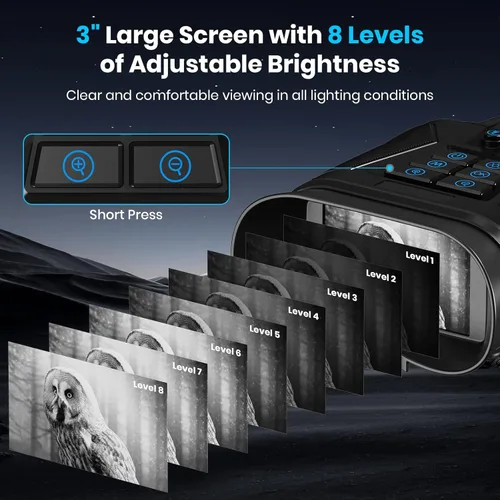 Miniatura 3 de seanme Gafas de visión nocturna con cámara, prismáticos de visión nocturna 4K para adultos, infrarrojos de 3280 pies, pantalla grande de 3 pulgadas