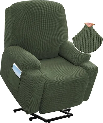 Miniatura 10 de H.VERSAILTEX Funda elástica para sillón reclinable, funda para silla reclinable de elevación eléctrica, ajustable estándar con bolsillo lateral