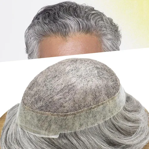 Miniatura 66 de Sistema de reemplazo de cabello de encaje francés para hombre, piezas de cabello de aspecto natural, color negro, marrón, rubio, gris, protesis