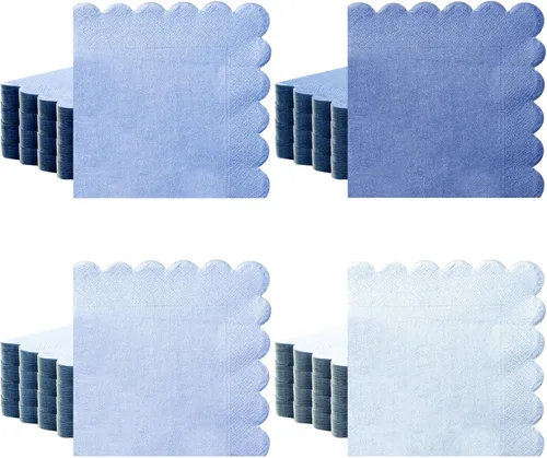 Zhanmai 100 paquetes de servilletas de cóctel 5 x 5 pulgadas, servilletas con bordes festoneados, papel de color degradado para bebidas con bordes