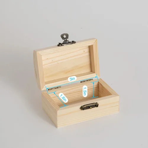 Miniatura 3 de Caja pequeña de madera de 24 piezas, caja del tesoro de madera sin terminar con tapas para manualidades (3.5 x 2.1 x 1.8 pulgadas) (24)