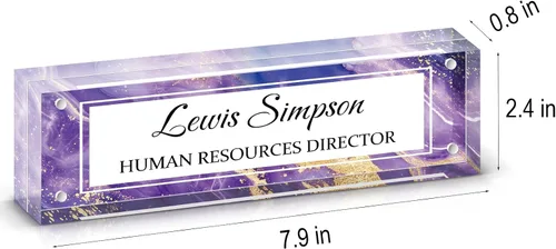 Miniatura 8 de Placa con nombre para escritorio, placa con nombre de doble cara personalizada para decoración de escritorio de oficina para mujeres y hombres