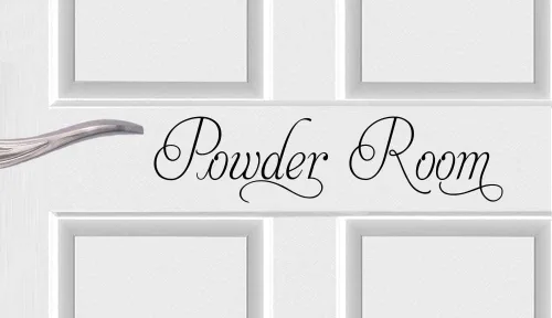 Miniatura 2 de Powder Room - Calcomanía de vinilo para pared, 20 x 5 pulgadas, decoración artística, letras decorativas (negro mate)