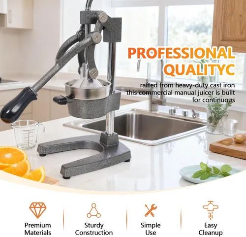Miniatura 3 de Exprimidor de cítricos de hierro fundido, exprimidor manual comercial extra grande, exprimidor de granada naranja, limón, lima y granada con taza