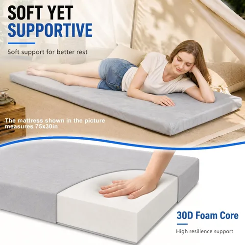 Miniatura 4 de Colchón de espuma para camping - Tapete enrollable portátil para dormir para coche, tienda de campaña, cuna y suelo - Impermeable, cómodo y compacto