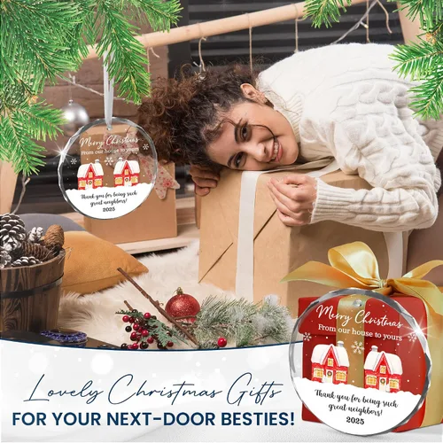 Miniatura 9 de Adorno de Navidad de vecino 2025 – Regalos de Navidad pensados para vecinos, adornos acrílicos para vecinos amigos, mejores amigos, regalos