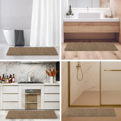 Miniatura 579 de Alfombra de baño pequeña de 12 x 18 pulgadas, lavable y absorbente, antideslizante, alfombra de baño de felpilla gruesa y suave para baño, ducha