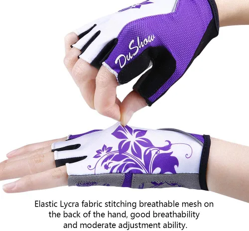 Miniatura 4 de DuShow Guantes de ciclismo para mujer, guantes de ciclismo acolchados de gel de medio dedo para mujer, ciclismo de montaña, carretera, ciclismo