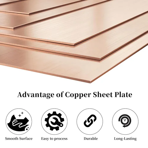 Miniatura 3 de GOORY 3 piezas de chapa de cobre puro - Calibre 20 (0,81 mm) de espesor 6" x 12" Chapa de cobre 99,9%+ - Lámina delgada de doble cara con película