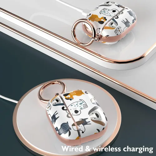 Miniatura 3 de TATOFY Funda para AirPods 3, AirPods 3 para mujer, funda rígida protectora Flora con mosquetón, LED visible, compatible con carga inalámbrica