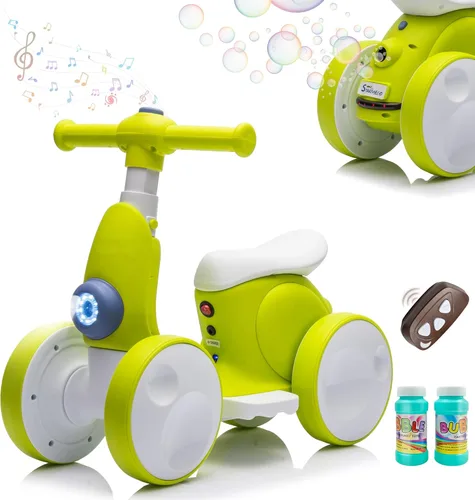 JoyRydz Bicicleta de Equilibrio Eléctrica de 6V para Bebés con Máquina de Burbujas, Bicicleta de Equilibrio para Niños de 4 en 1 con Control Remoto