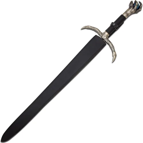 Miniatura 7 de Medieval Warrior Espada vikinga de fantasía hecha a mano personalizada viene con funda de cuero negro