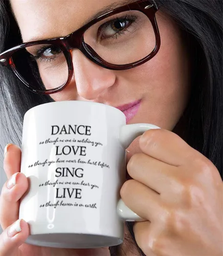Miniatura 5 de Taza de café personalizada de 11 onzas con diseño de taza de té de cerámica para bailar, amar, cantar, inspirar en vivo y motivación