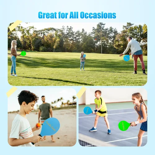 Miniatura 6 de TEILLNET Juego de bolas de remo, juegos al aire libre para adultos y familia, juegos de bádminton para patio trasero con 4 raquetas, 4 bolas 8