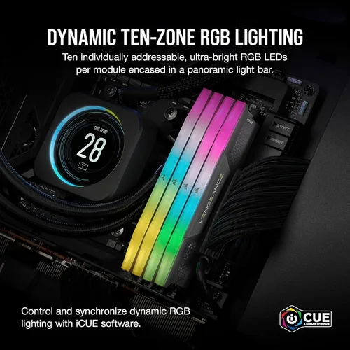 Miniatura 4 de CORSAIR VENGEANCE RGB DDR5 64 GB (2 x 32 GB) DDR5 5600 MHz CL40 AMD EXPO Intel XMP iCUE Memoria de computadora compatible - Gris