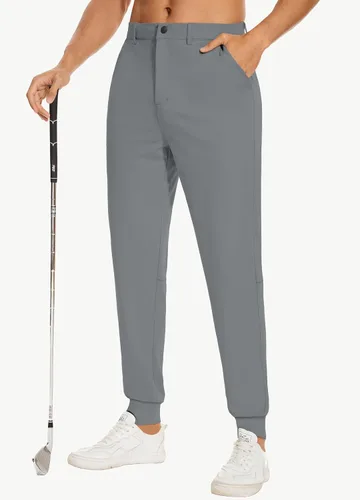 Miniatura 2 de JIM LEAGUE Pantalones deportivos de golf para hombre, con trabillas para cinturón, ajustados, elásticos, para trabajo, viajes, casual, corte cónico