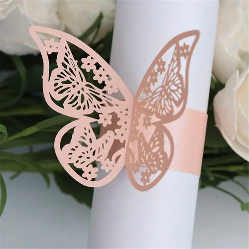 Miniatura 10 de 100 servilleteros, servilleteros de papel de mariposa 3D para lugares, recepciones de boda, cenas o fiestas de vacaciones, reuniones familiares