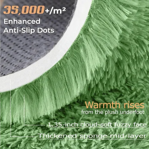 Miniatura 4 de Alfombra de área de 6x9 pies para sala de estar: Alfombras suaves de pelo largo esponjosas y lavables, alfombra interior de felpa grande y difusa